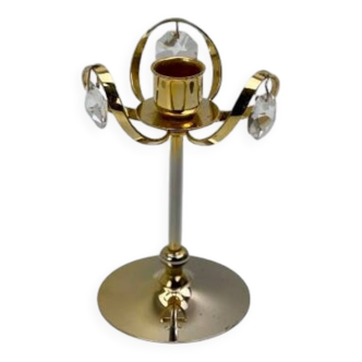 Bougeoir vintage en laiton plaqué or 24 carats et cristal Swarovski, Palwa, Hollywood Regency. Allem