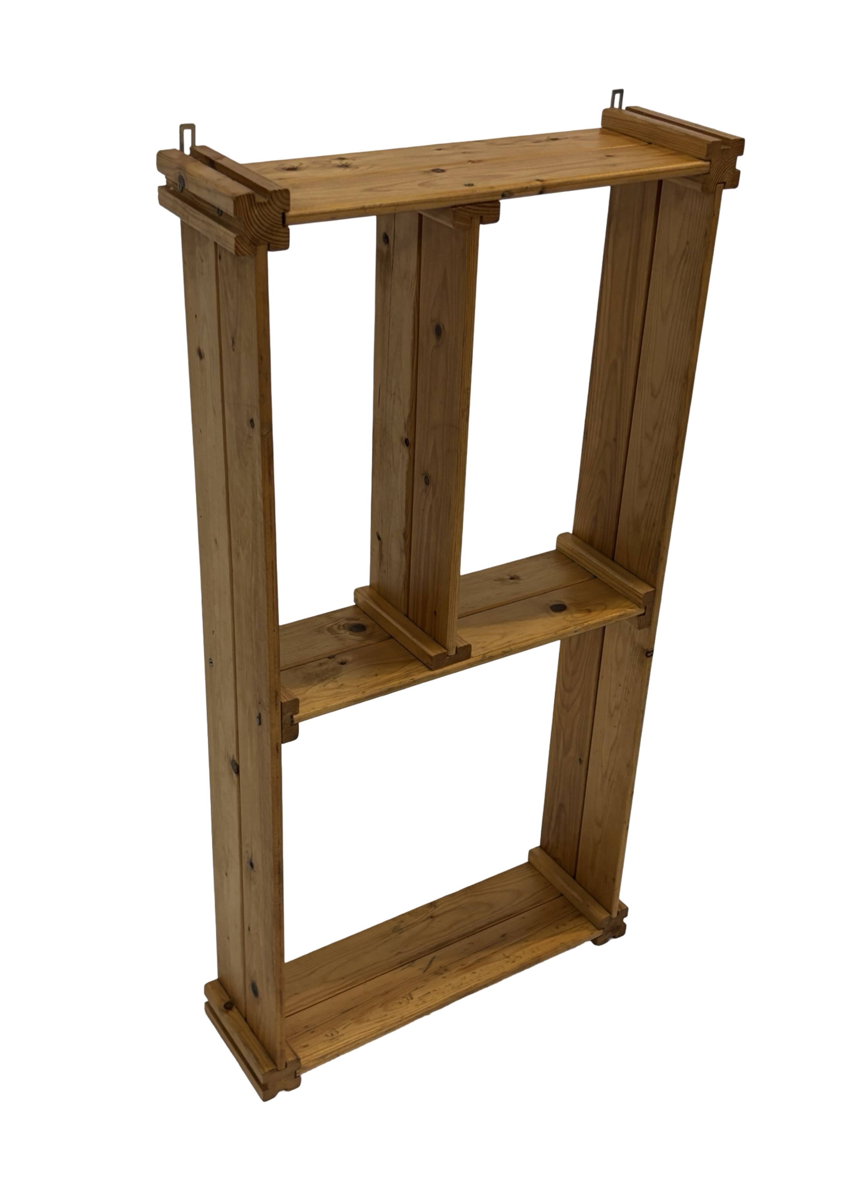 Vintage Wall shelf rack Pinewood wood 70s design