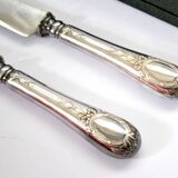 Silver-plated metal knife and fork service cutlery with medallion Fr. SPRENGER STRASBOURG 1900