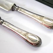 Silver-plated metal knife and fork service cutlery with medallion Fr. SPRENGER STRASBOURG 1900