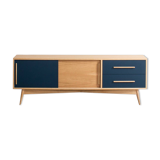 Oak sideboard or TV unit made up of two sliding doors and two drawers