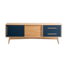 Enfilade ou meuble TV en chêne composée de deux portes coulissantes et de deux tiroirs