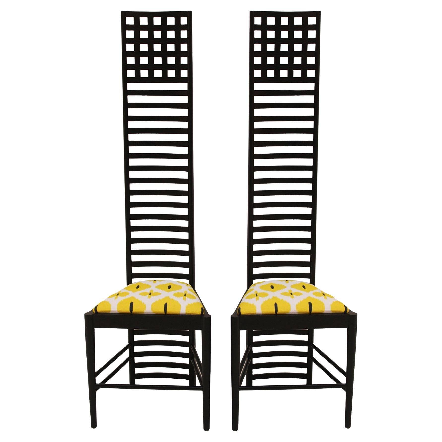 Mid-Century Modern Mackintosh "292 Hill House 1" Italian Pair of Ashwood Chairs