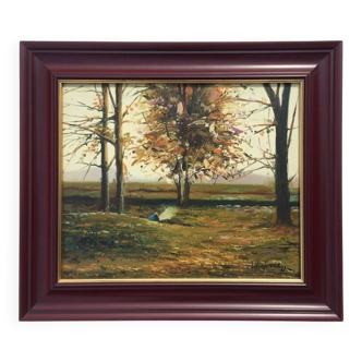 S. Vilata: Autumn Landscape (51 x 59 cm). Vintage 1970s