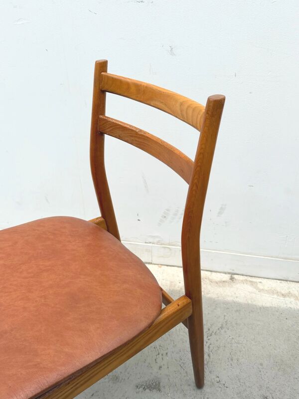 Ensemble de 6 chaises de style scandinave en hêtre, 1970