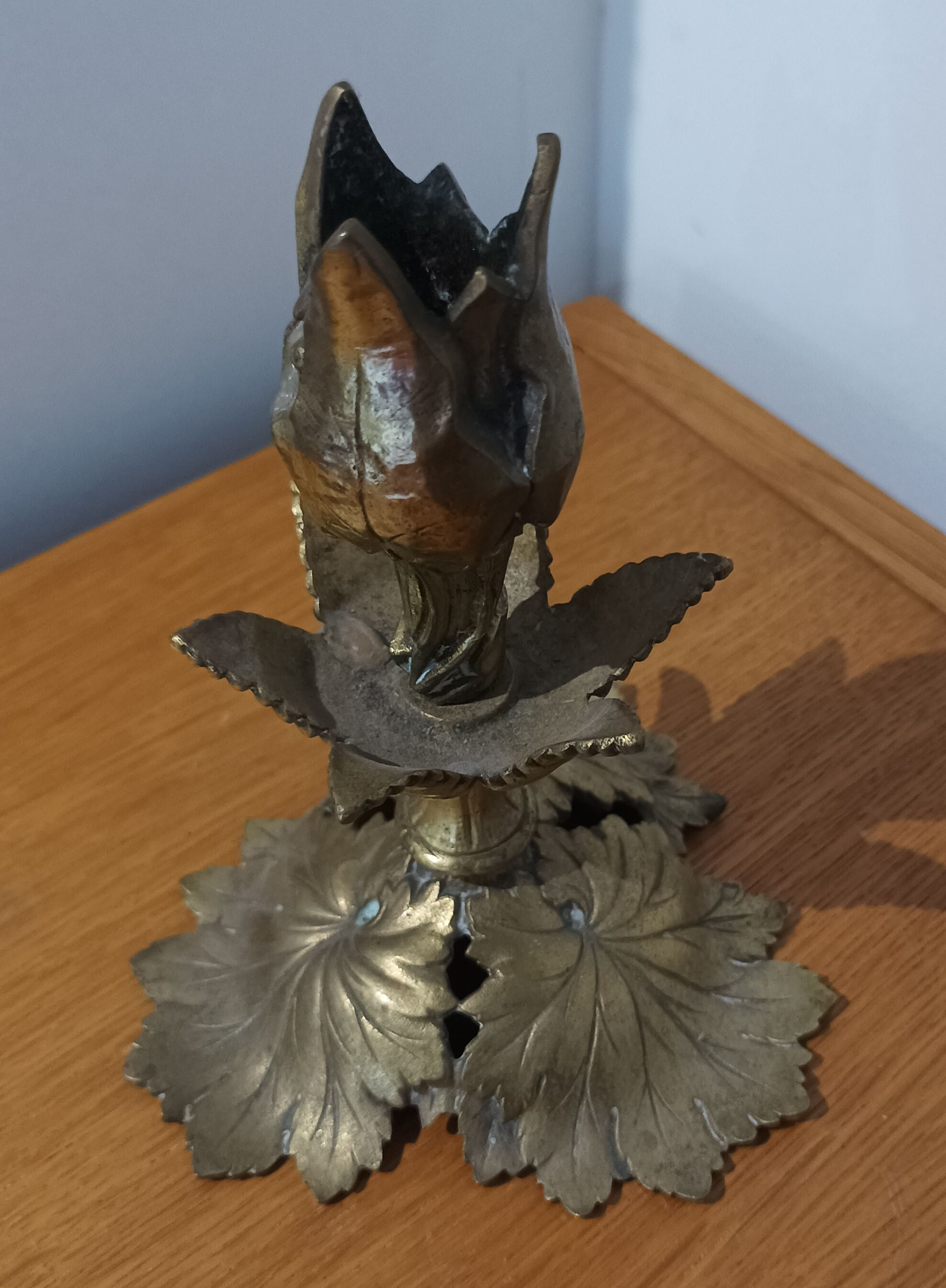 Art nouveau bronze candle holder