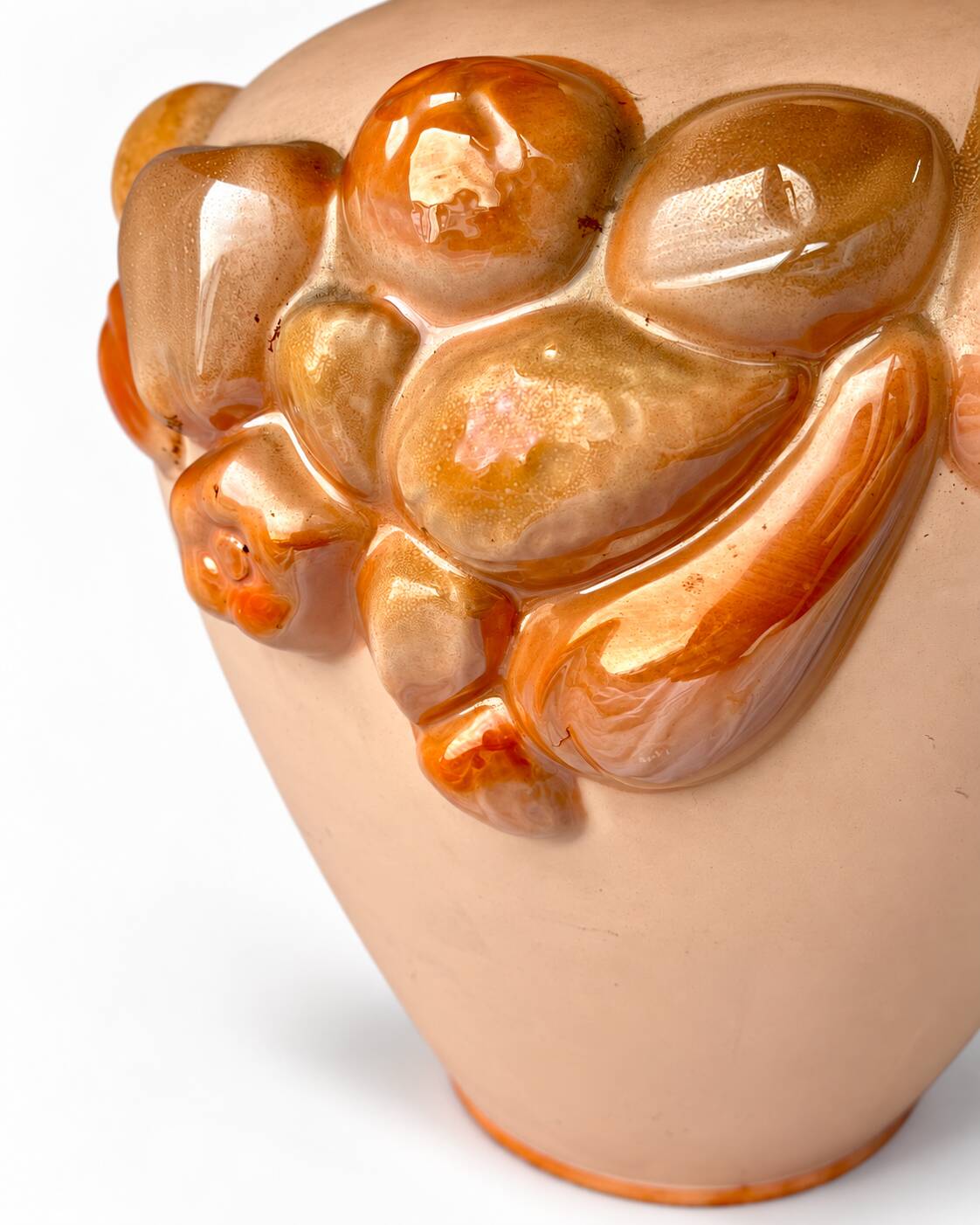Ceramic Table Lamp with Sculptural Glazed Fruit Decoration