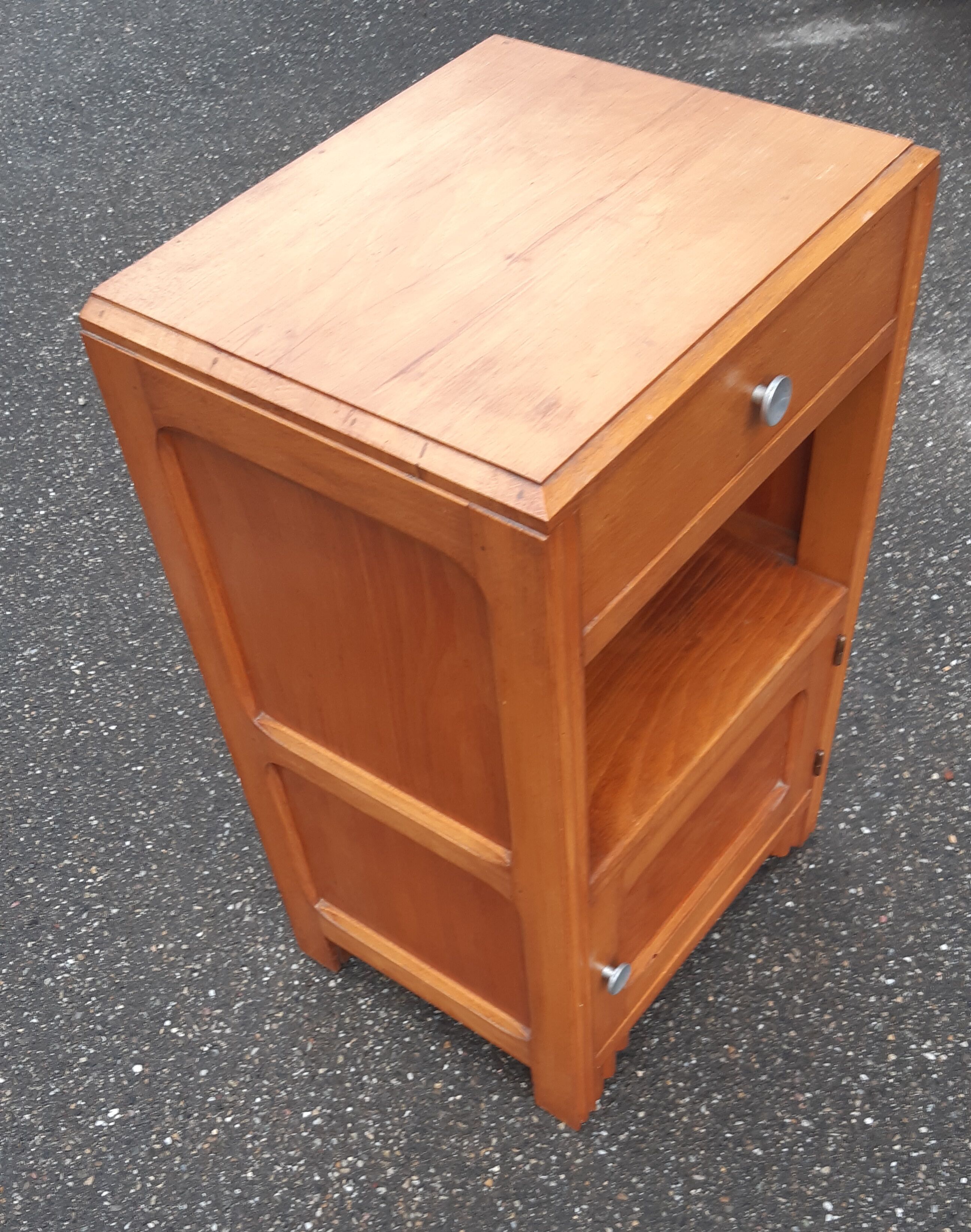 Golden oak 1950s bedside