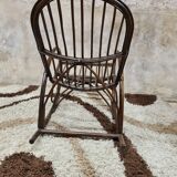Rocking-chair en bambou rotin 1970 vintage