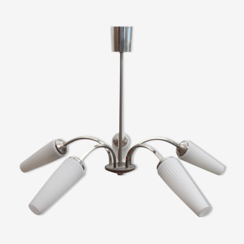 1960s ceiling light in chrome and opaline