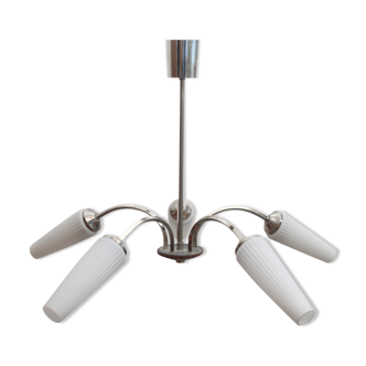 1960s ceiling light in chrome and opaline