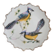 Old hand-painted ceramic plate: blue jays