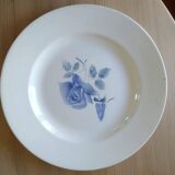 Grand plat Digoin Sarreguemines Rose bleue