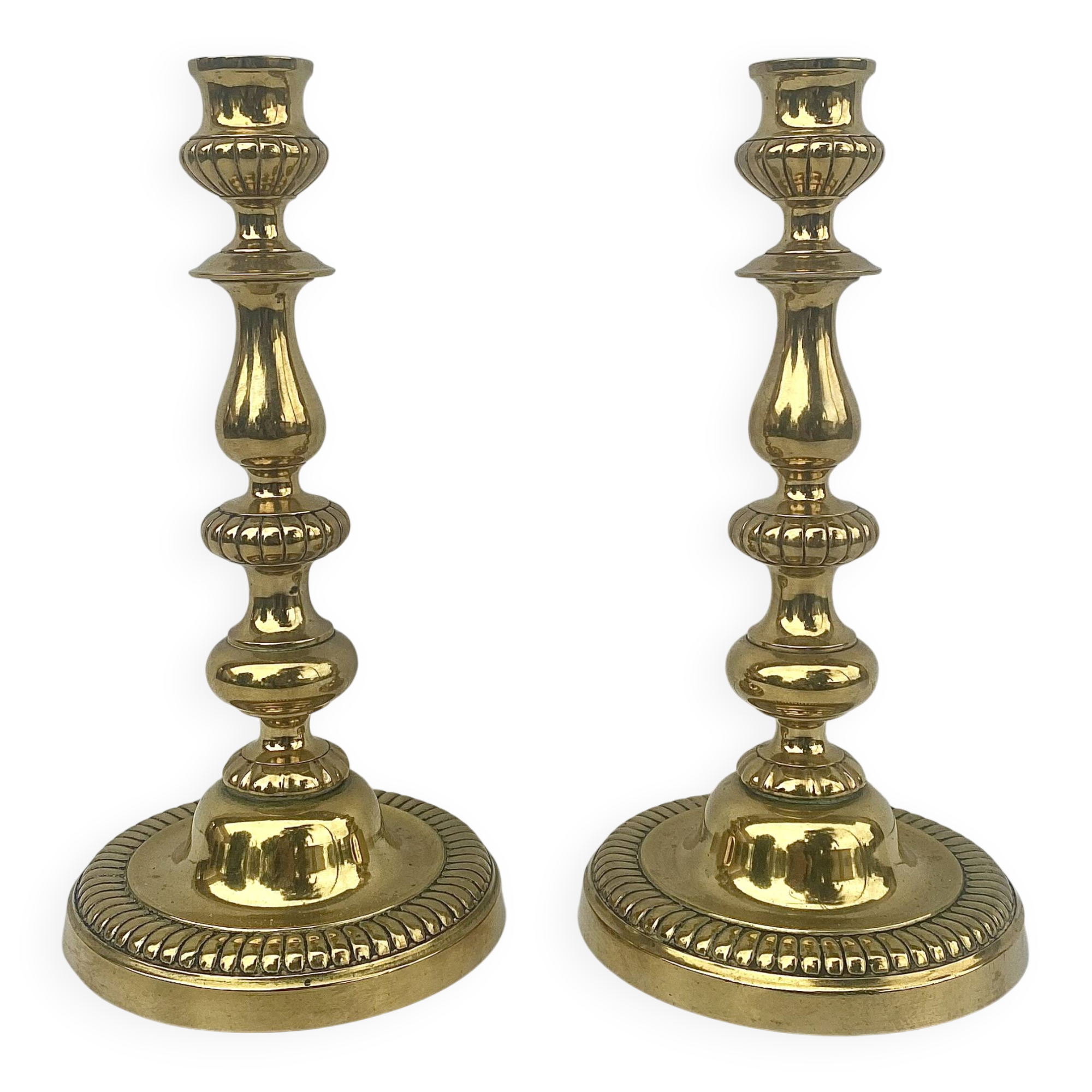 Pair of brass candlesticks in Louis Philippe style