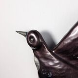 Pair of Metal Wall Sculptures Swallows, Signed, 1970s
