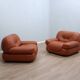 Sapporo cognac leather armchairs by Mobil GIRGI 1970s