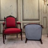 Pair of armchairs style louis xvi molding and carved period xixth