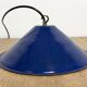 Lampe suspendue industrielle en émail bleu britannique, années 1950