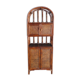 Library in Bamboo and Cane of Rattan Varnish Brown circa 1970 H 175 cm