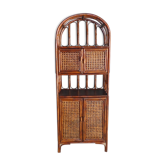 Bibliothèque en bambou et canne de rotin vernie marron circa 1970 h 175 cm