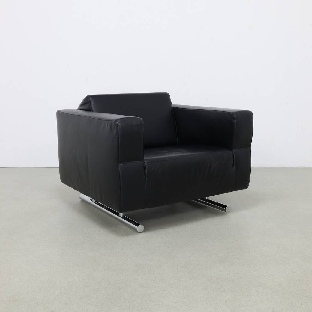 Lounge Chair in Leather and Chrome by Molinari, 1990s