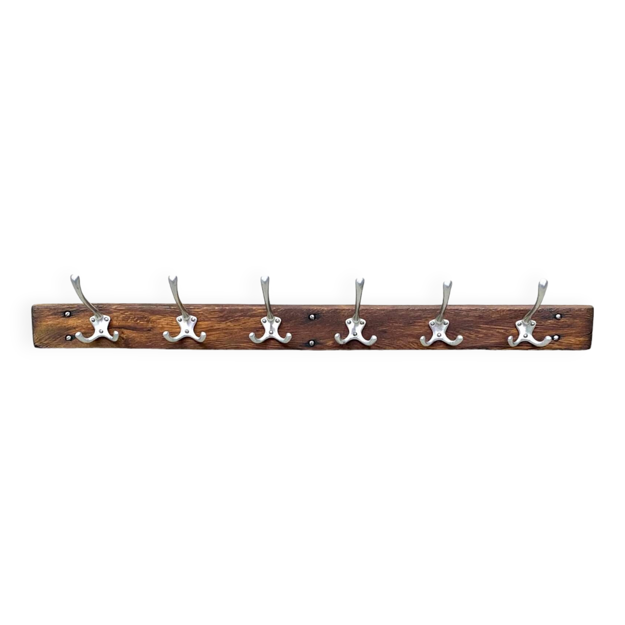 Vintage wall-mounted coat rack in solid wood - 6 hooks