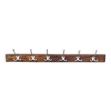 Vintage wall-mounted coat rack in solid wood - 6 hooks