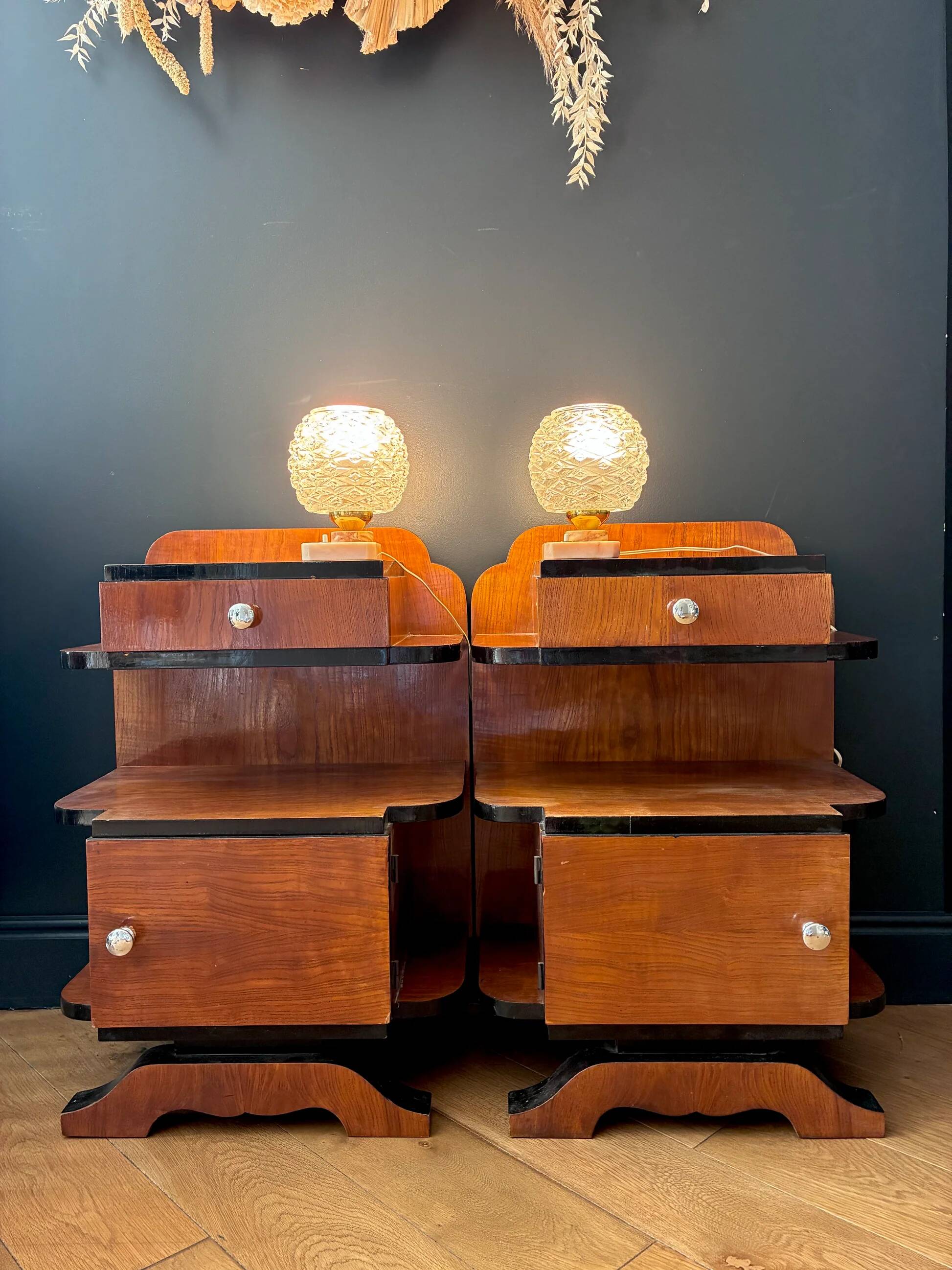 Pair of "Pink" lamps in glass and pink alabaster - 1970.
