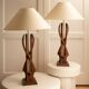 Paire de lampes organiques en bois - USA 1960
