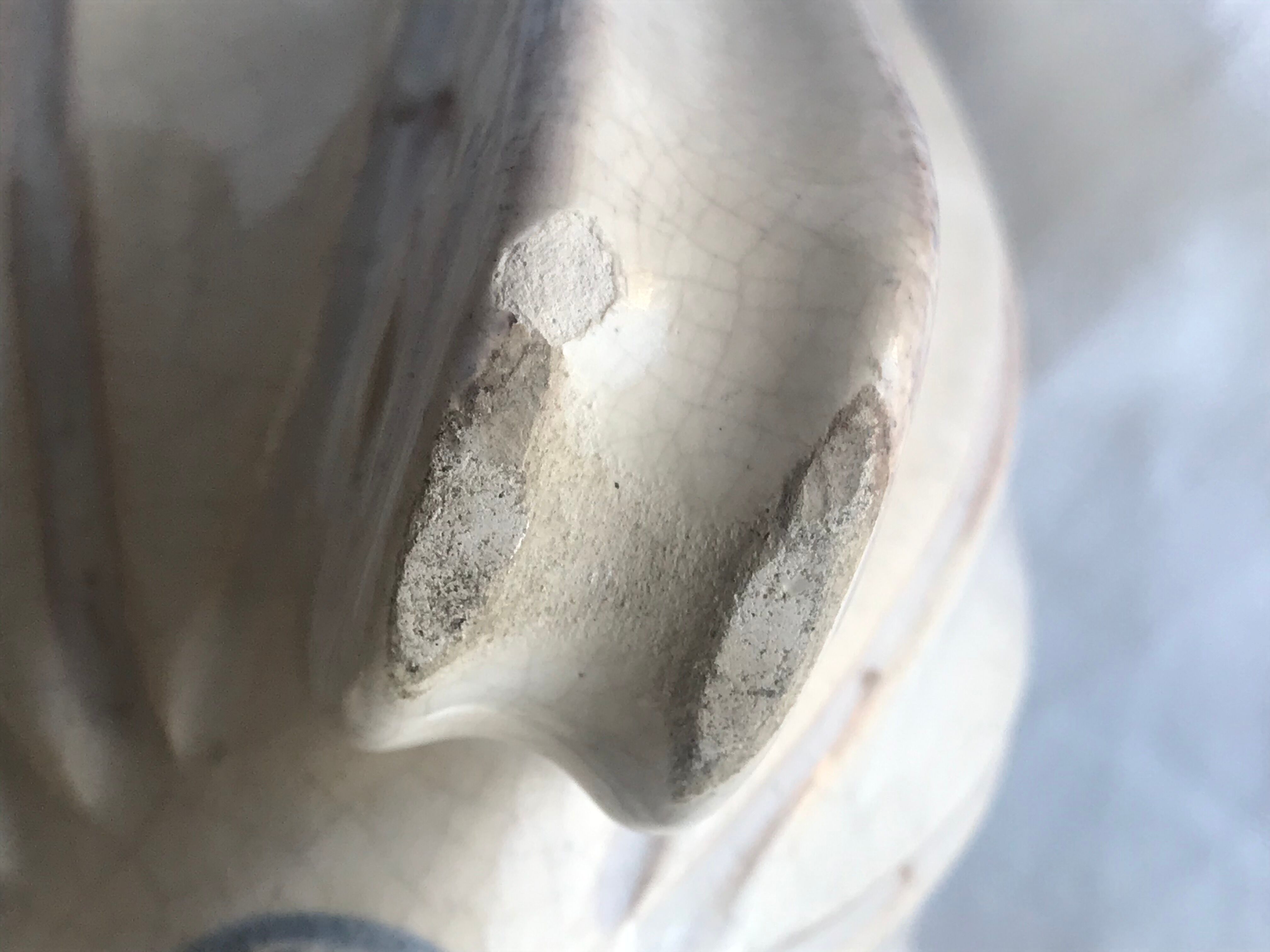 Cracked white ceramic art deco vase signed numbered pb made in france authentic piece