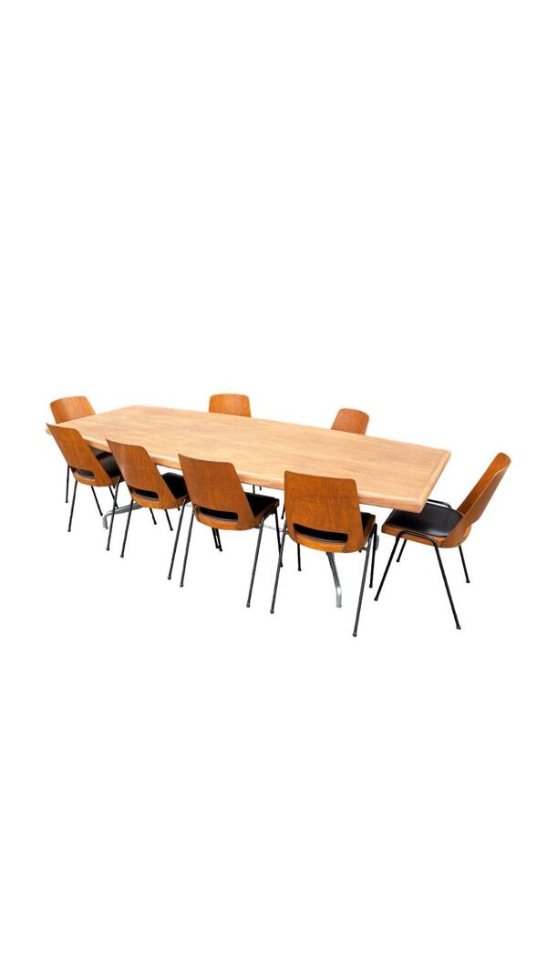 Table à manger ou de conference Mobilier International en palissandre et aluminium de Giancarlo PIRETTI - 1970’ pour 10 personnes