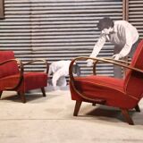 Pair of H 410 armchairs by Jindřich Halabala for Up Zavody