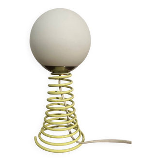 Spring lamp with opaline globe