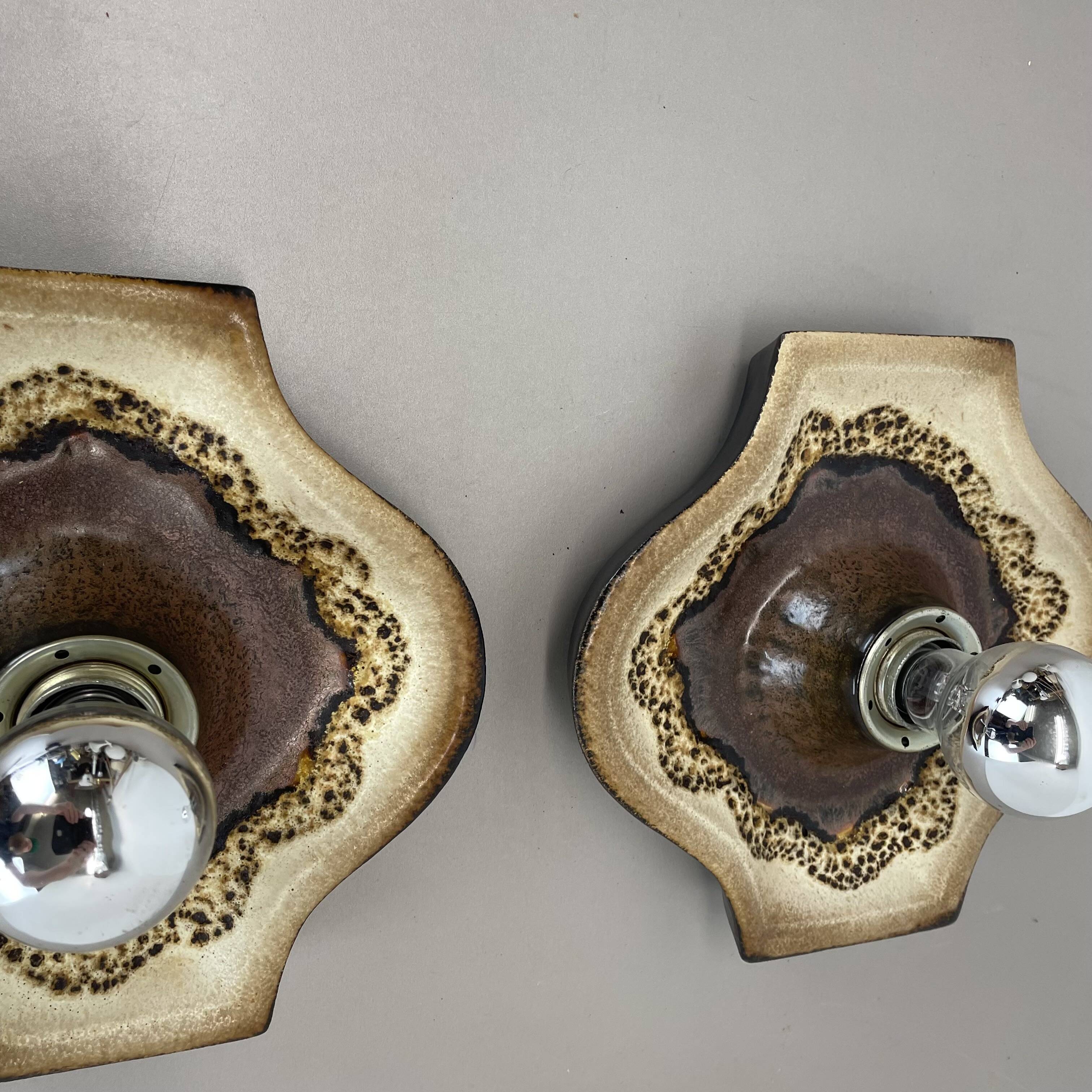Set of Two POP ART Ceramic Fat Lava Wall Lights by ARO Lights Germany 1970s