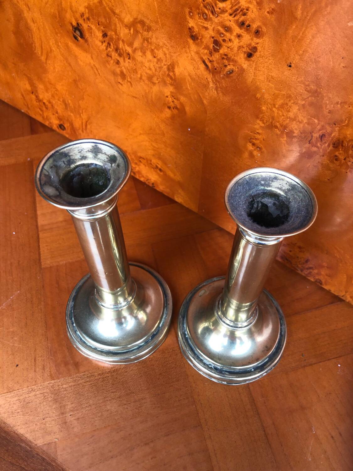 Pair of antique brass candlesticks