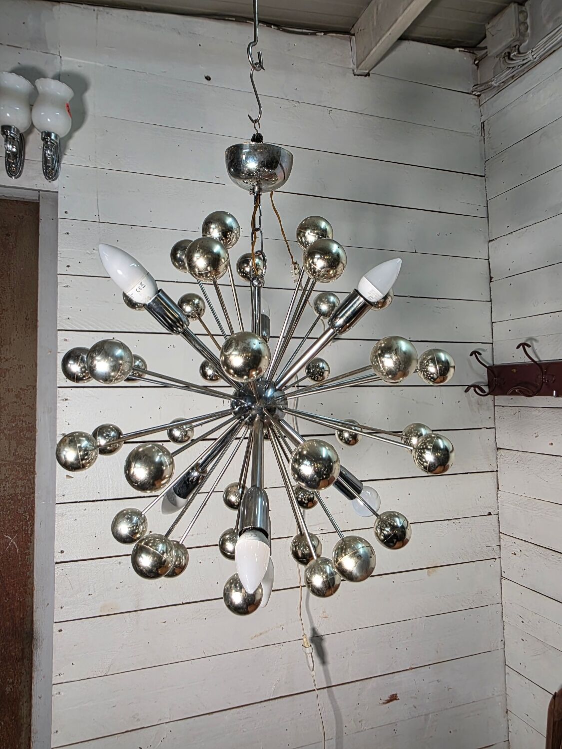 1970s chrome metal Sputnik chandelier