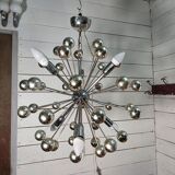1970s chrome metal Sputnik chandelier