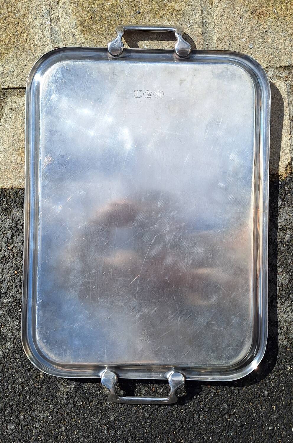Silver-plated metal tray, US Navy
