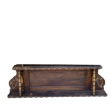 Large wall shelf with 2 wooden and brass shelves.