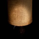 Wicker lamp, jute lampshade, fabric cable 2 m