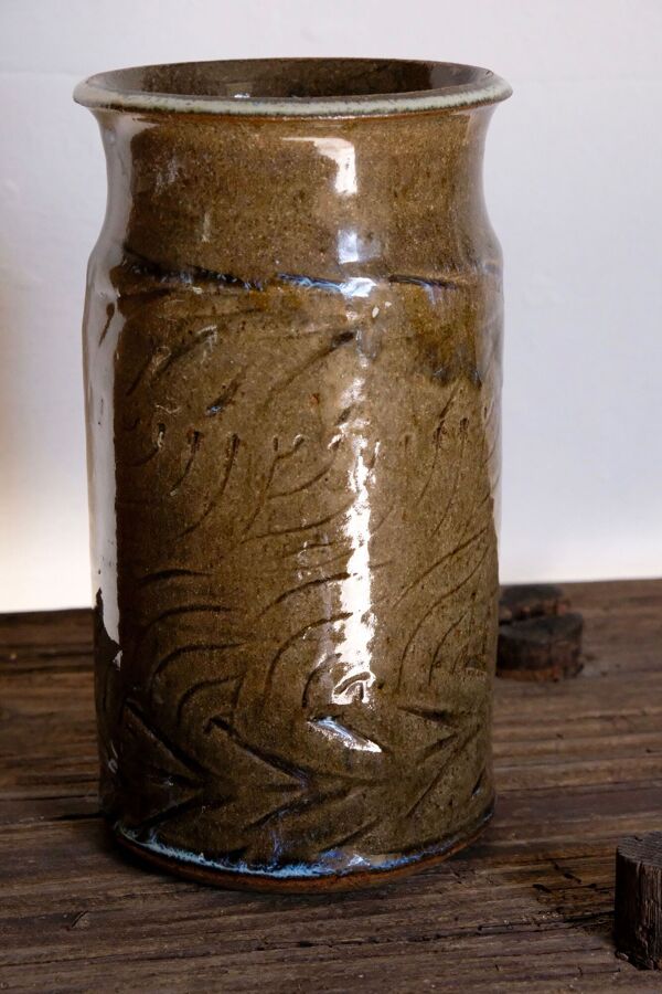 Vase en grès émaillé pièce unique signée