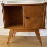 Vintage bedside table, 60s Scandinavian style compass feet