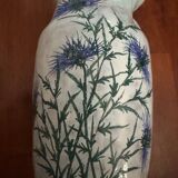 Antique stoneware pitcher with thistle motifs signed A Clement, Saint Paul