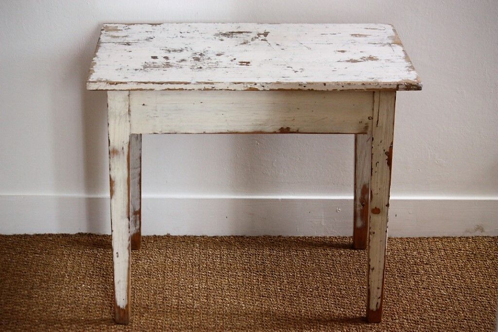 Shabby white side table