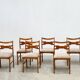 Set of six sculptural beech wood Italian dining chairs