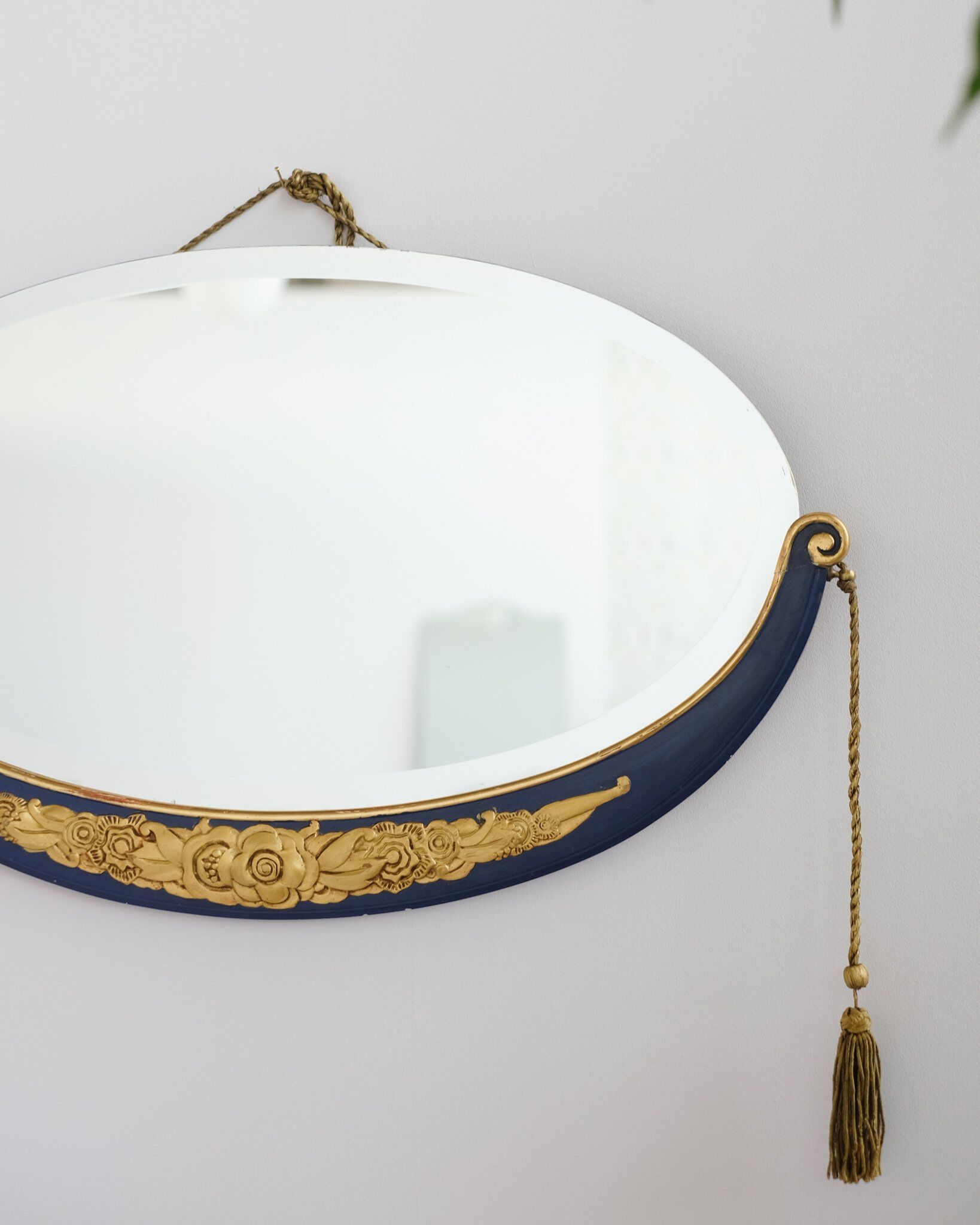 Art deco carved wooden mirror