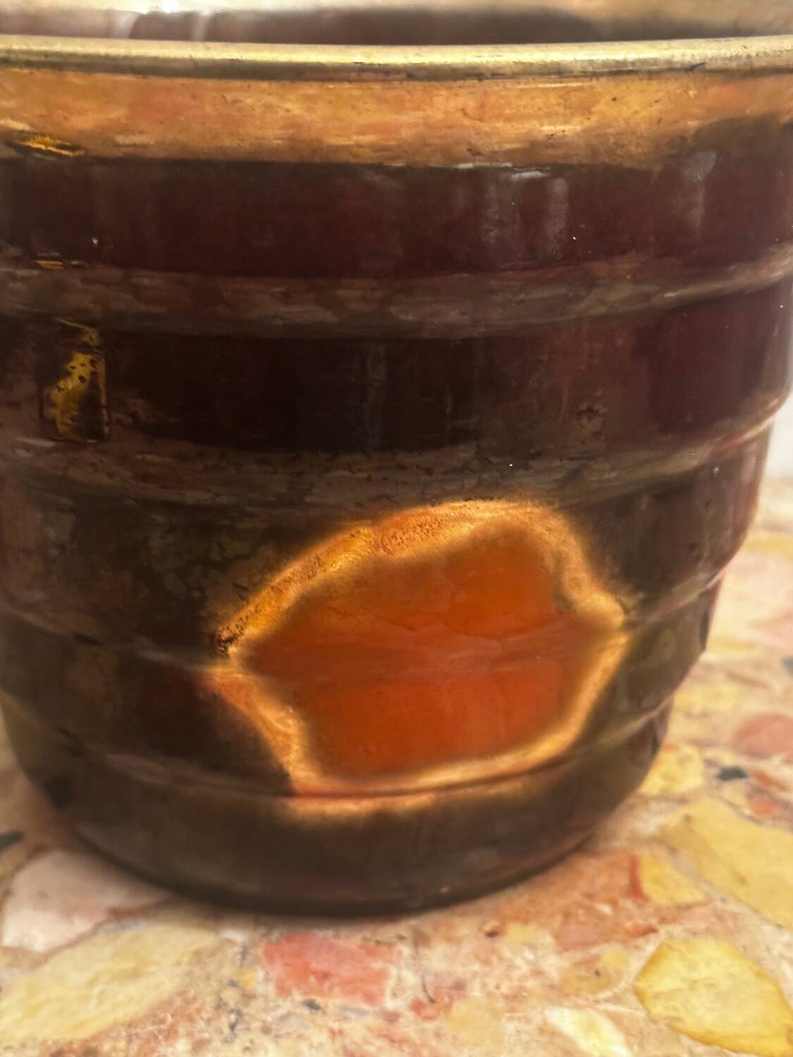 Vintage ribbed ceramic cache pot