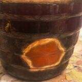 Vintage ribbed ceramic cache pot