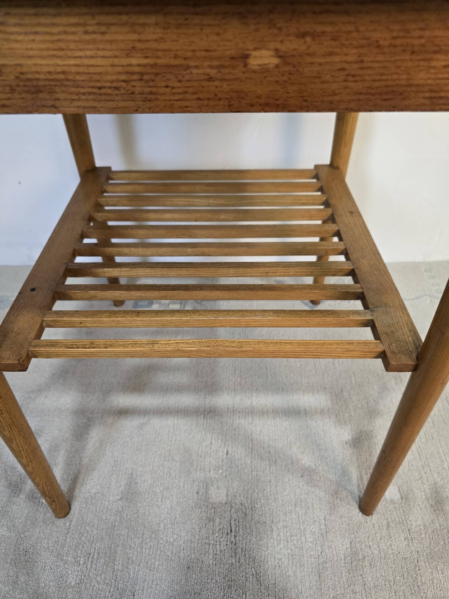 70s Hardwood Coffee Table with Slatted Shelf
