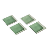 Set of 4 small square green glass plates/bowls